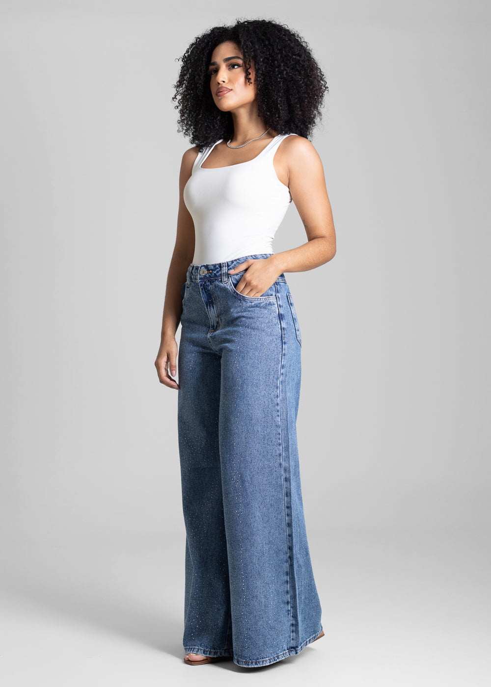 Calça Jeans Sawary Super Wide Leg - 282957 AZUL