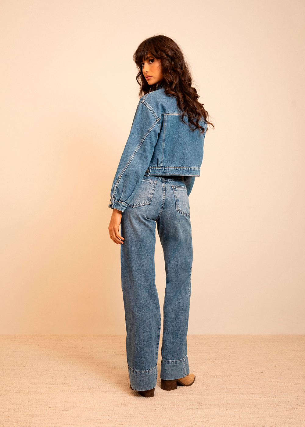 Calça Jeans Sawary Wide Leg Brilho - 282964 AZUL