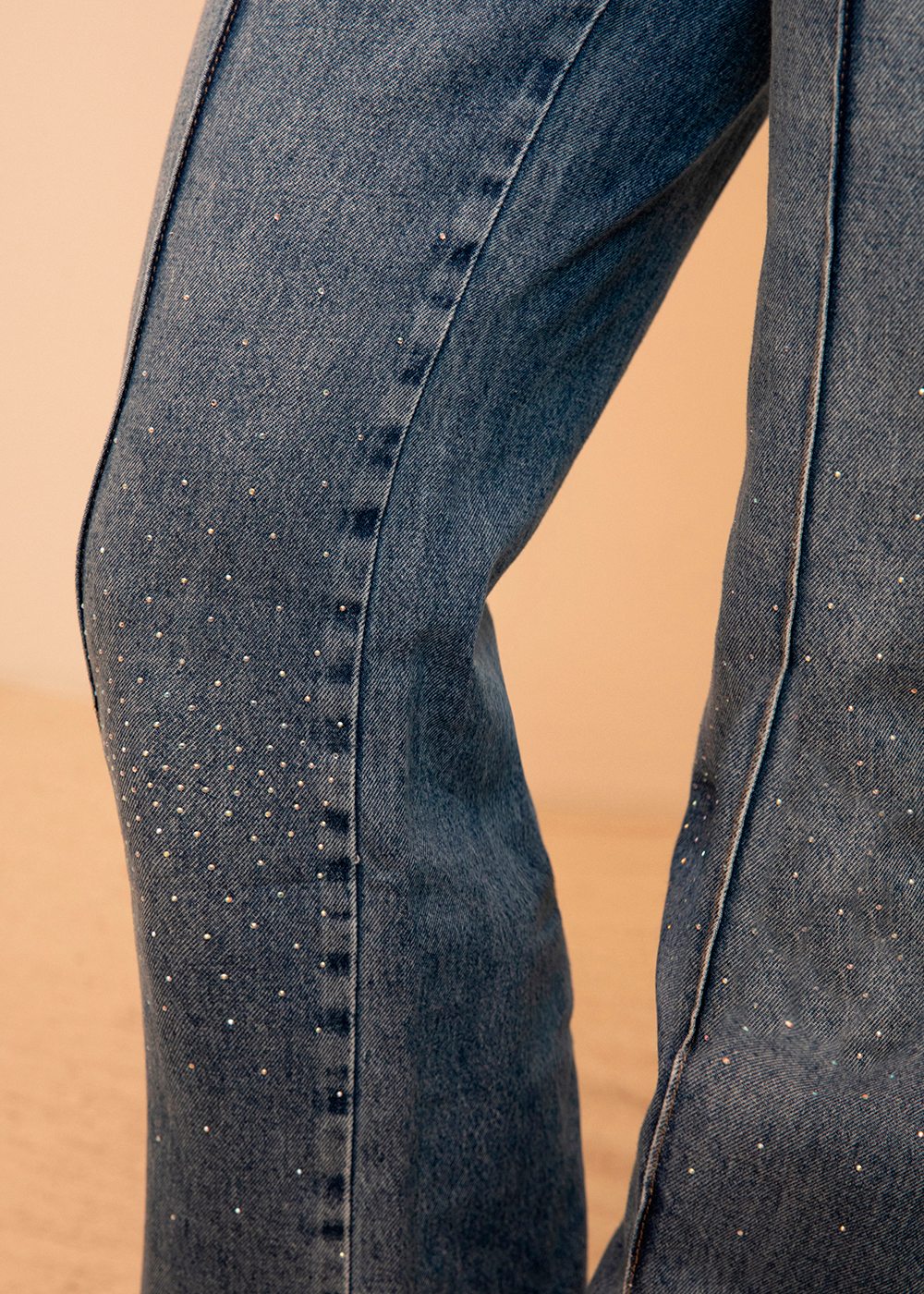 Calça Jeans Sawary Wide Leg Brilho - 282964 AZUL