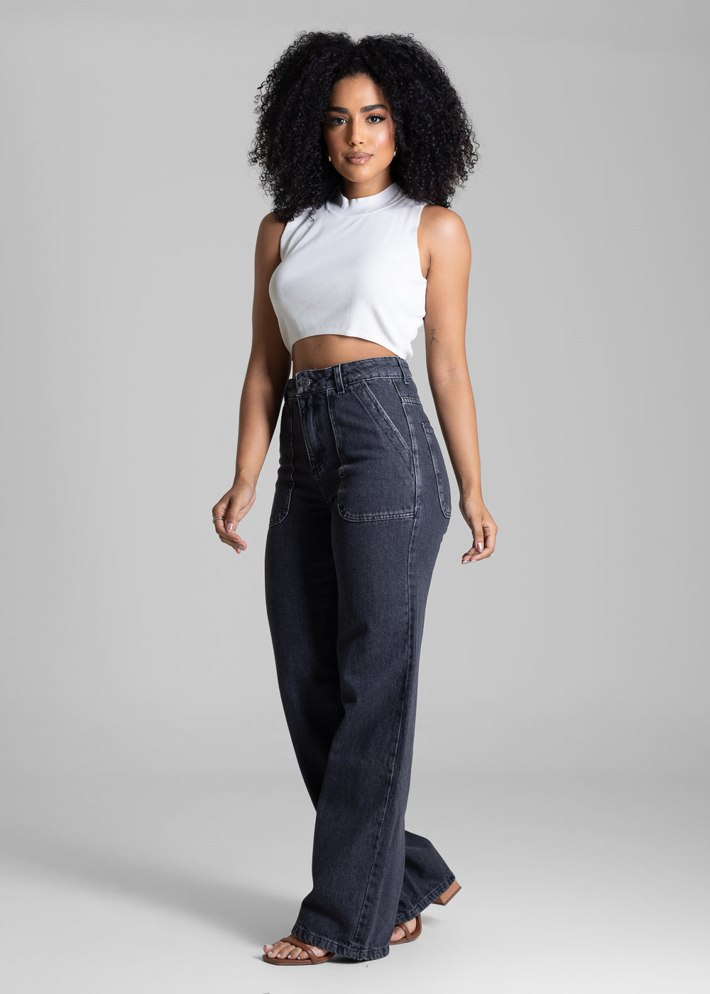 Calça Jeans Sawary Wide Leg - 282967 PRETO