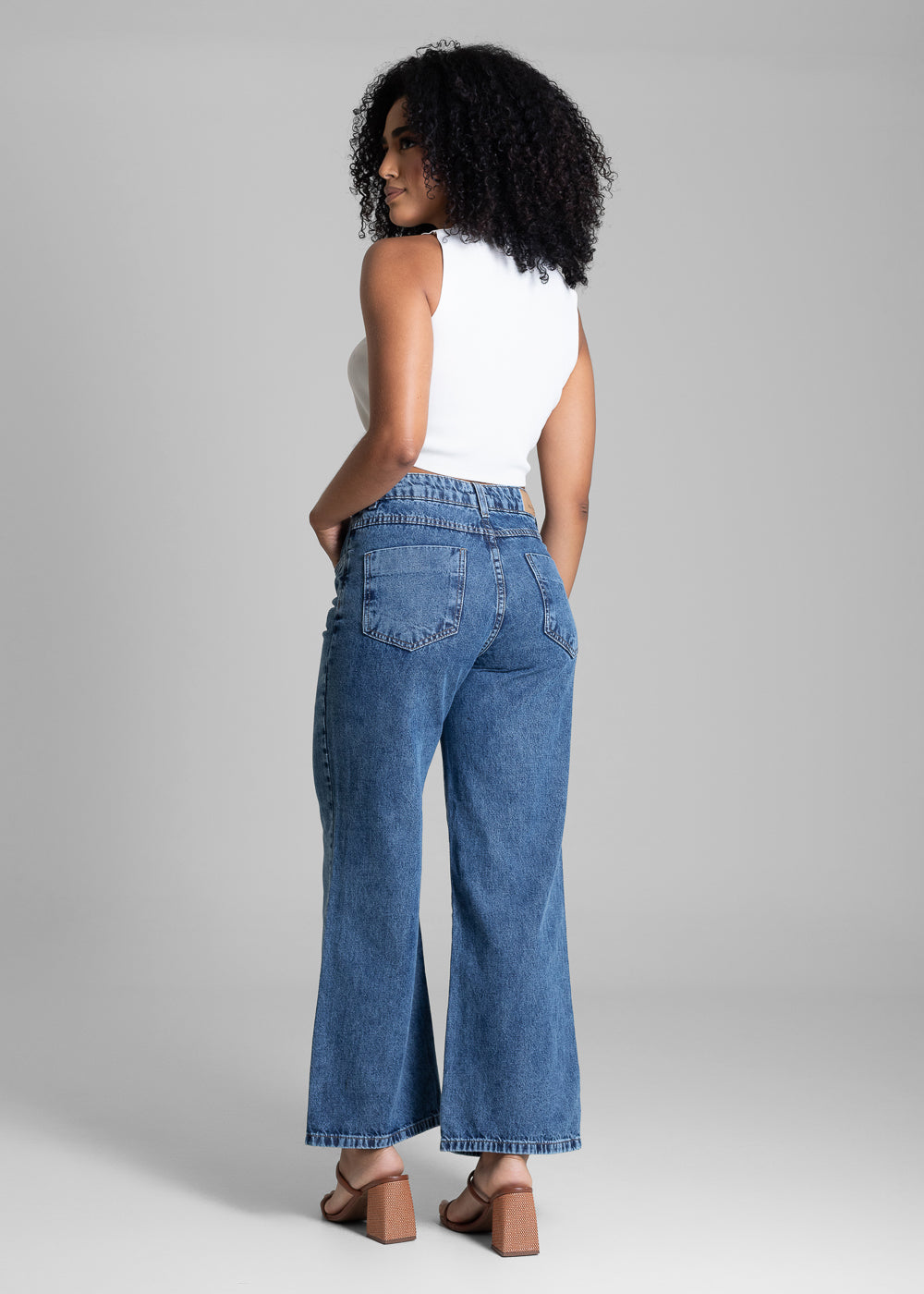 Calça Jeans Sawary Wide Leg Cropped - 282969 AZUL