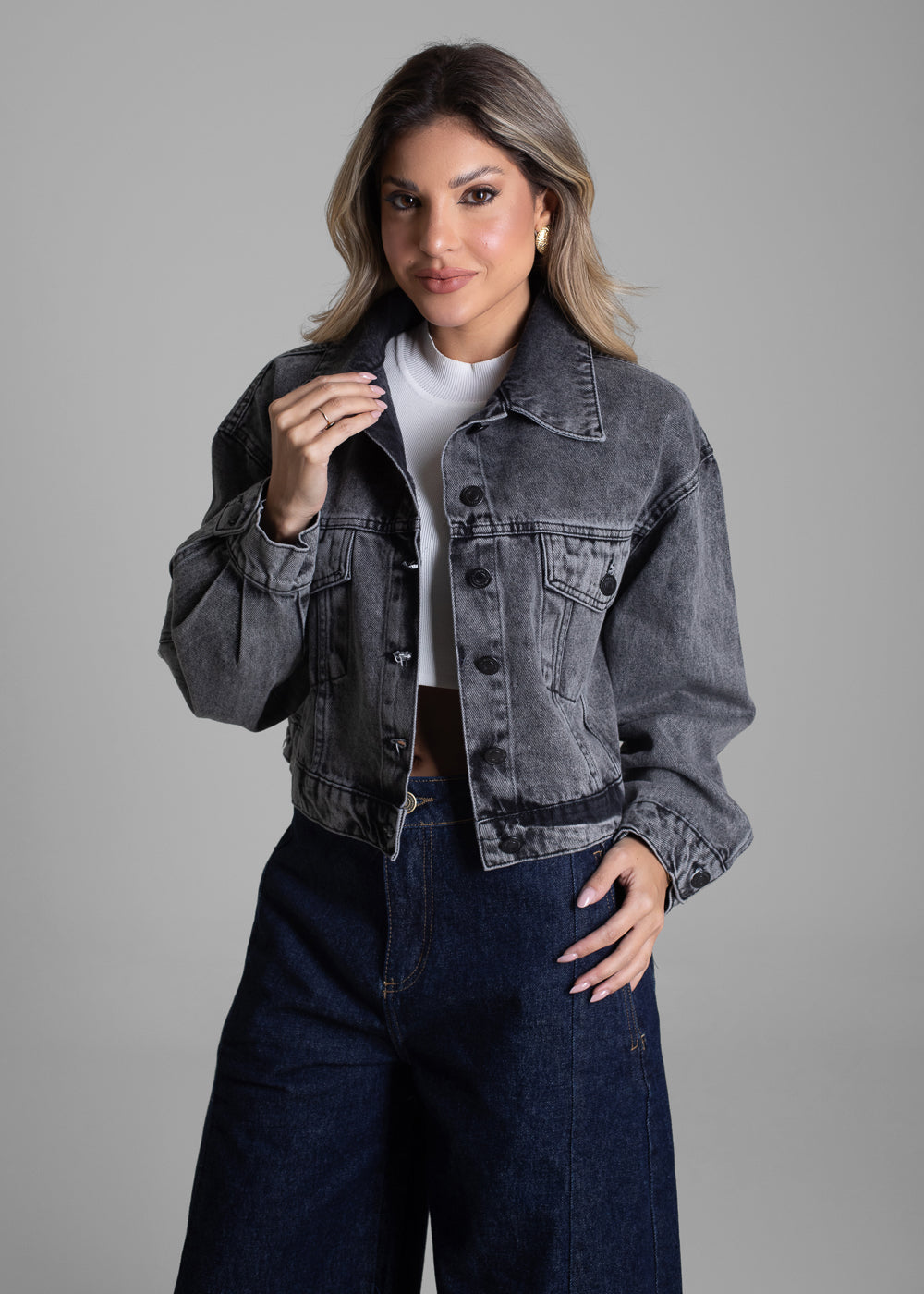 Jaqueta Jeans Sawary - 282977 PRETO