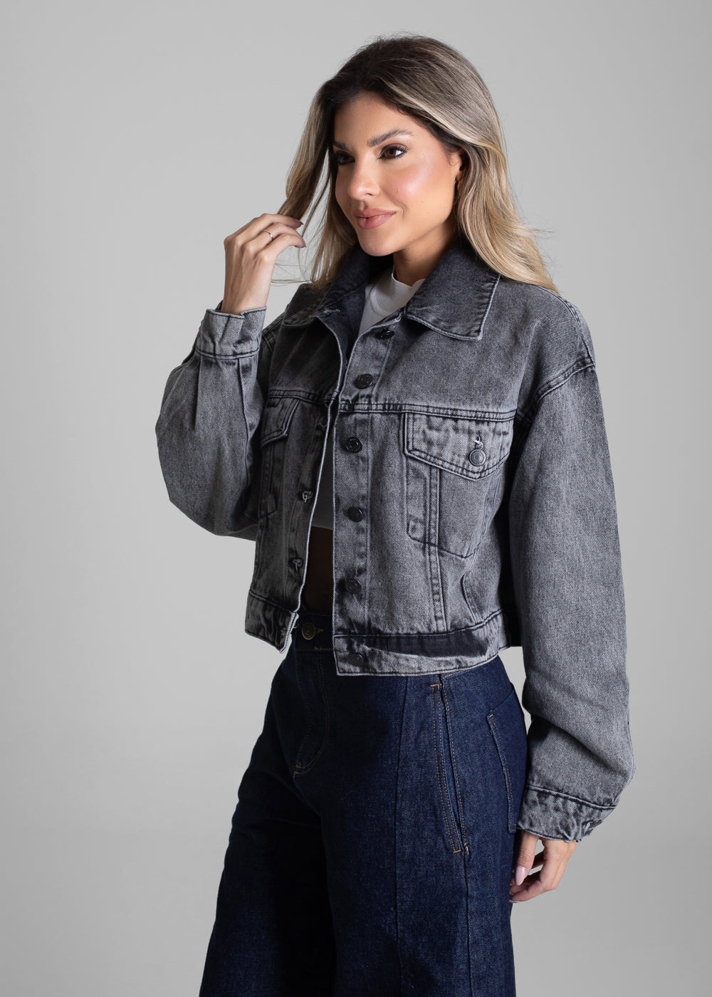 Jaqueta Jeans Sawary - 282977 PRETO