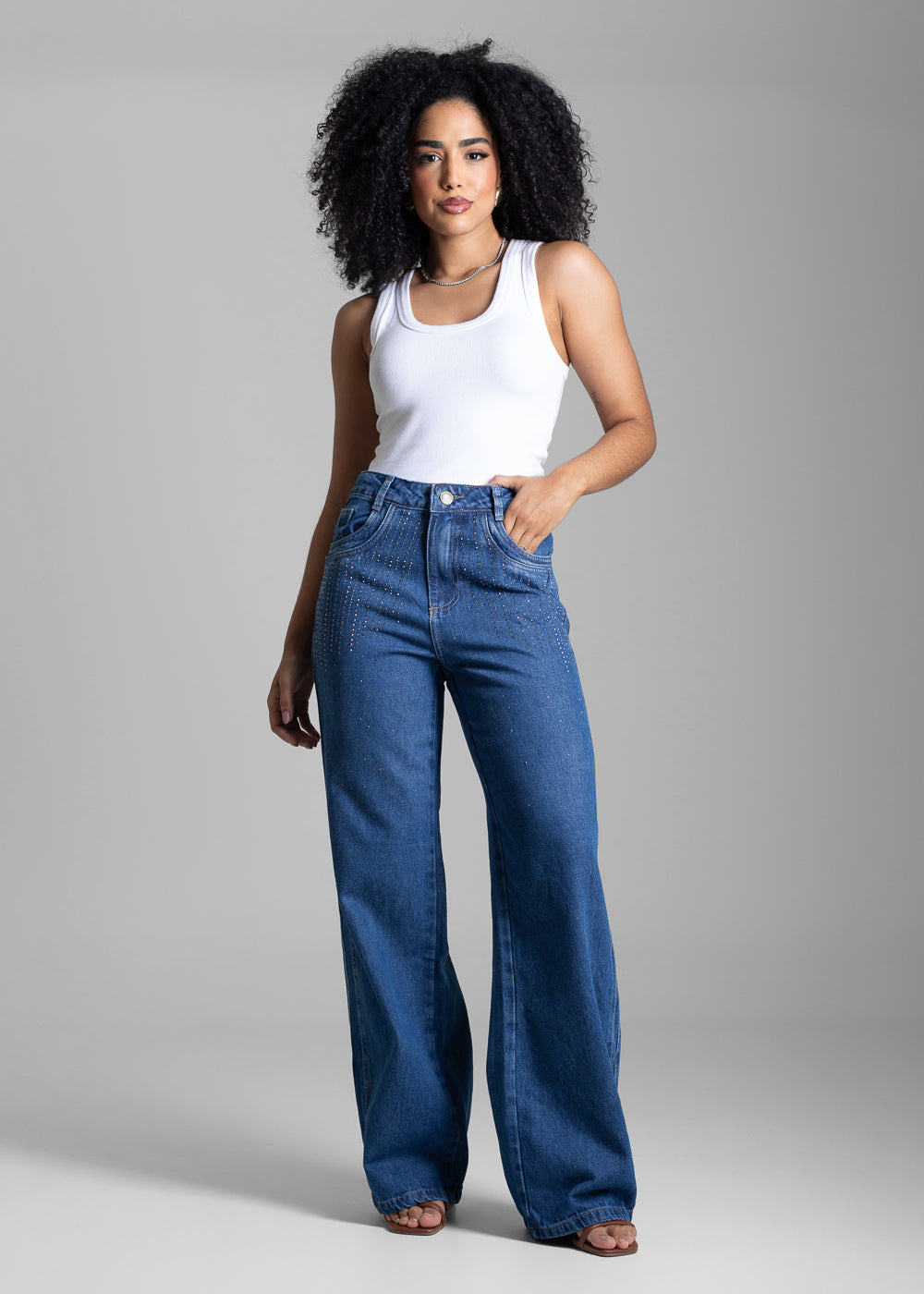 Calça Jeans Sawary Wide Leg - 282980 AZUL