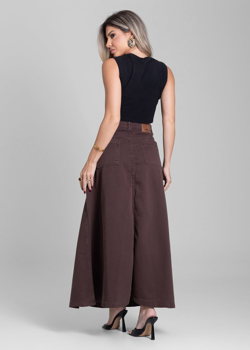 Saia Sarja Sawary Midi - 282998 MARROM