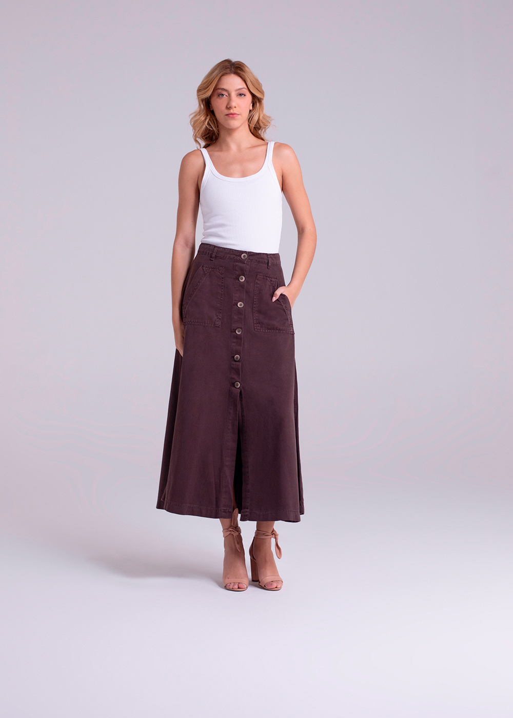 Saia Sarja Sawary Longa  - 282998 MARROM