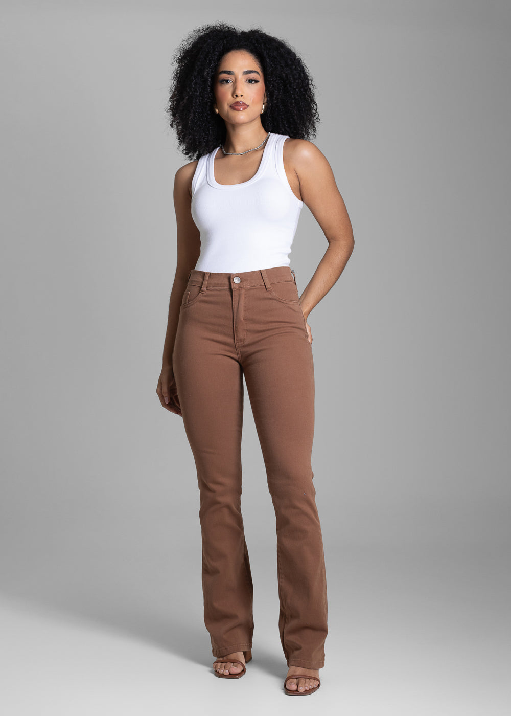 Calça Sarja Sawary Boot Cut - 283015 MARROM