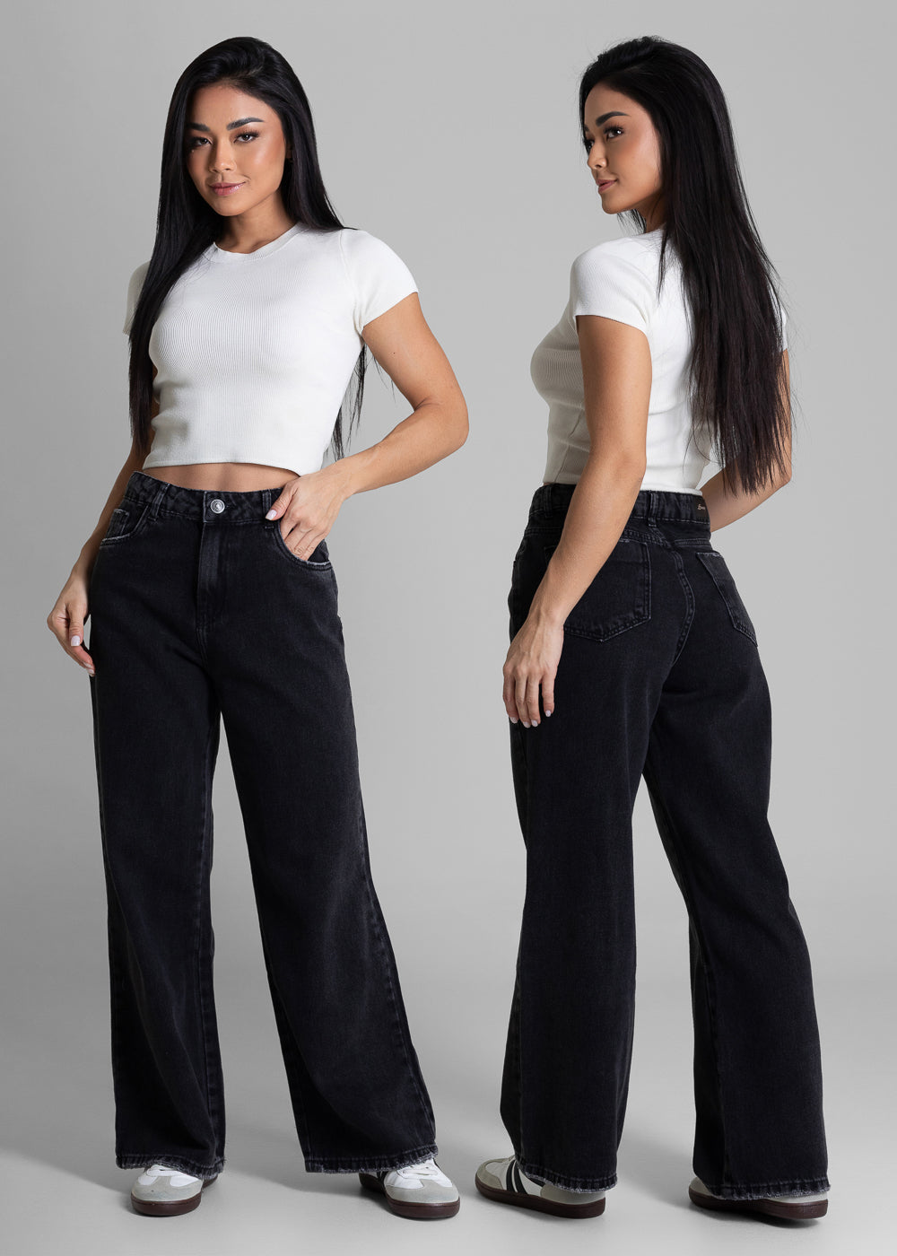 Calça Jeans Sawary Wide Leg Petit - 283019 PRETO
