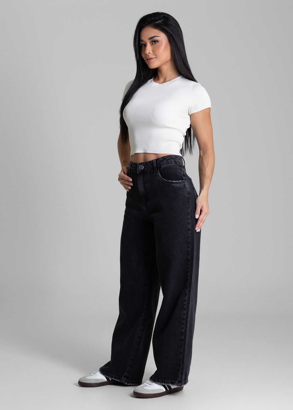 Calça Jeans Sawary Wide Leg Petit - 283019 PRETO