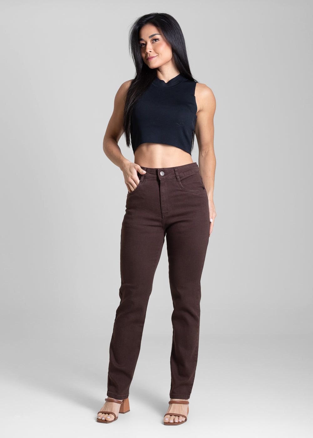 Calça Sarja Sawary Reta - 283029 MARROM