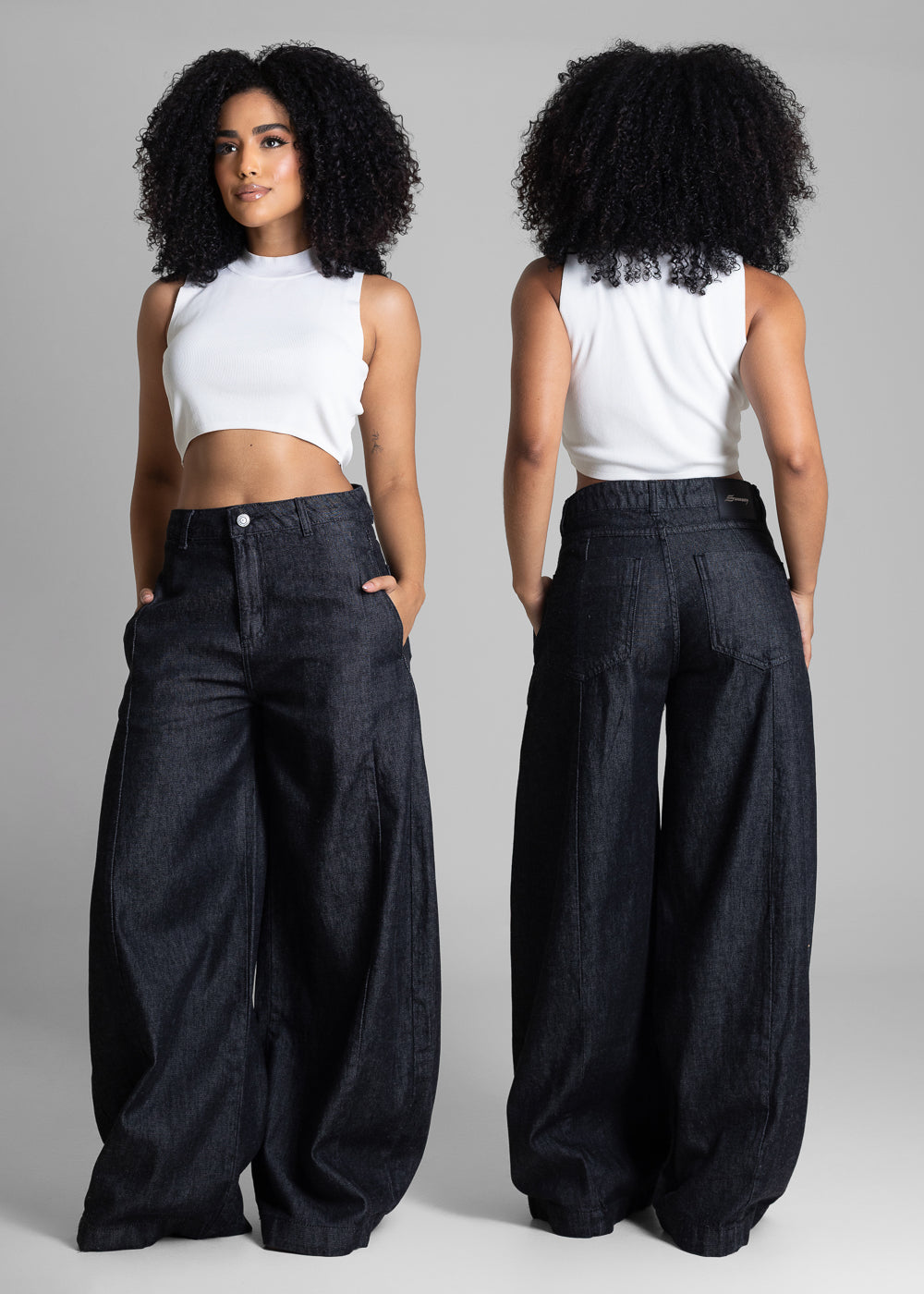 Calça Jeans Sawary Balloon - 283040 PRETO