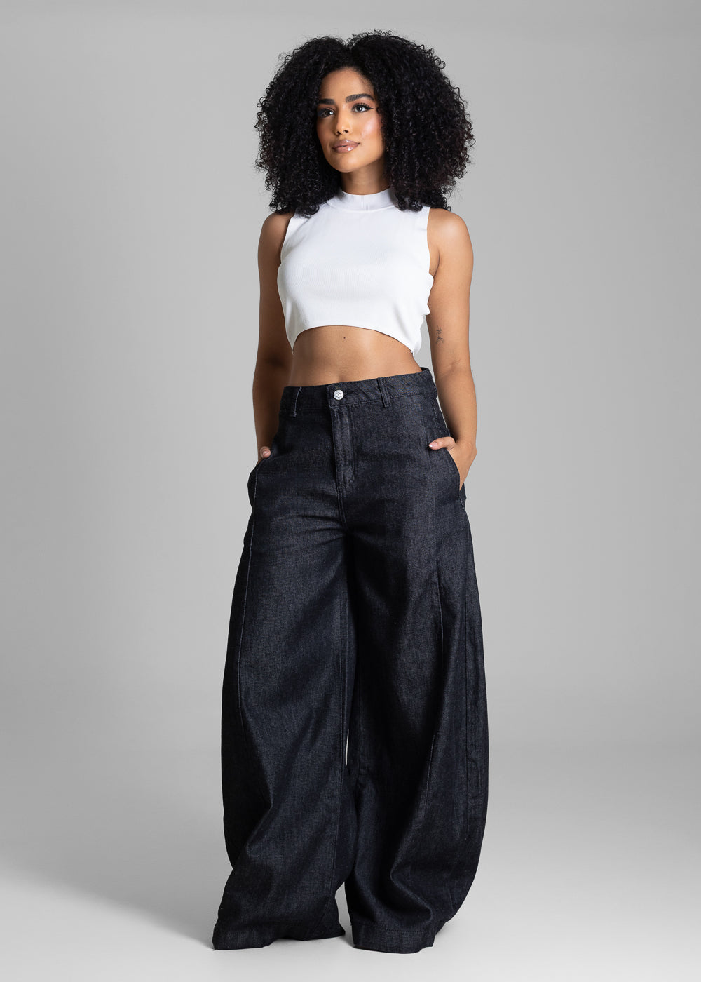 Calça Jeans Sawary Balloon - 283040 PRETO