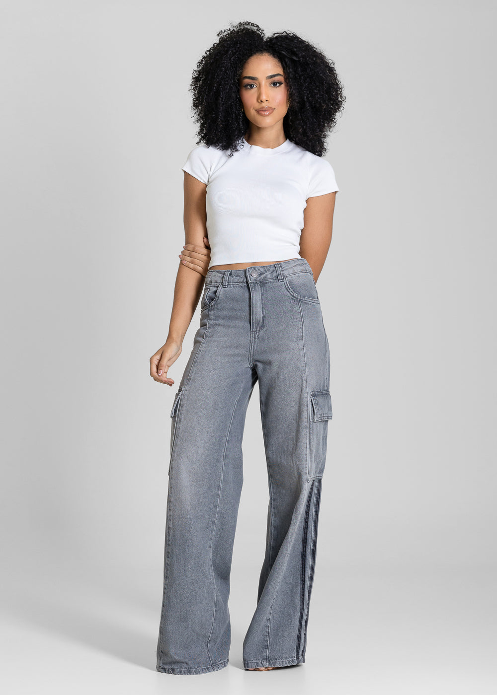 Calça Jeans Sawary Wide Leg - 283051 GRAY