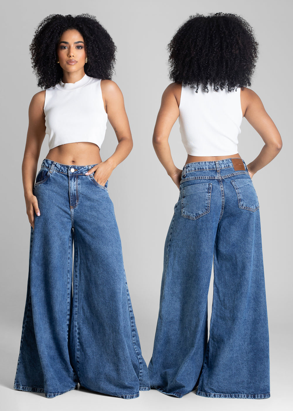 Calça Jeans Sawary Super Wide Leg - 283054 AZUL