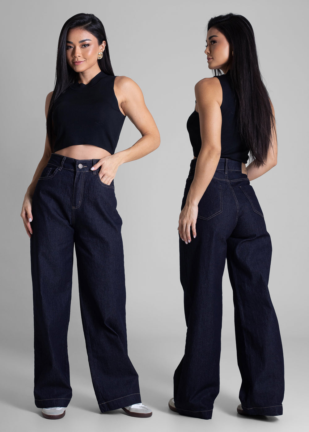 Calça Jeans Sawary Wide Leg Petit - 283068 AZUL