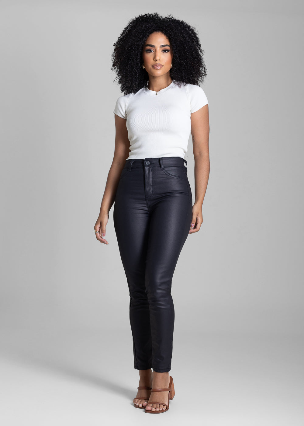 Calça Resinada Sawary Cigarrete - 283080 PRETO