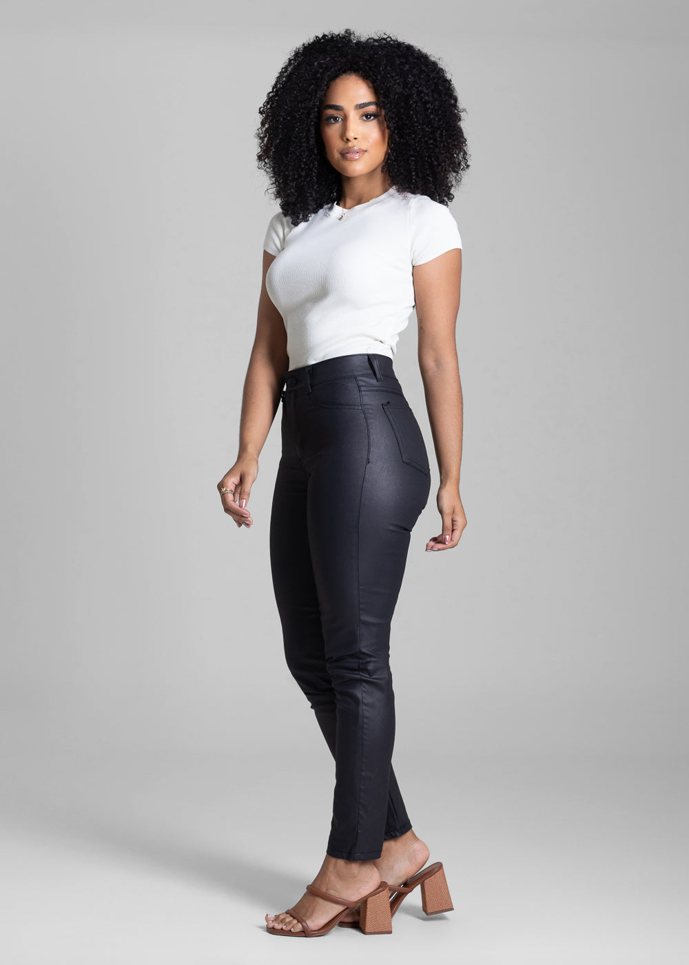 Calça Resinada Sawary Cigarrete - 283080 PRETO