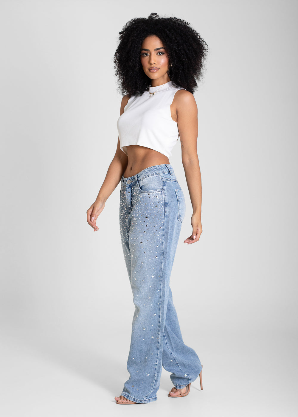 Calça Jeans Sawary Reta Brilho - 283097 AZUL