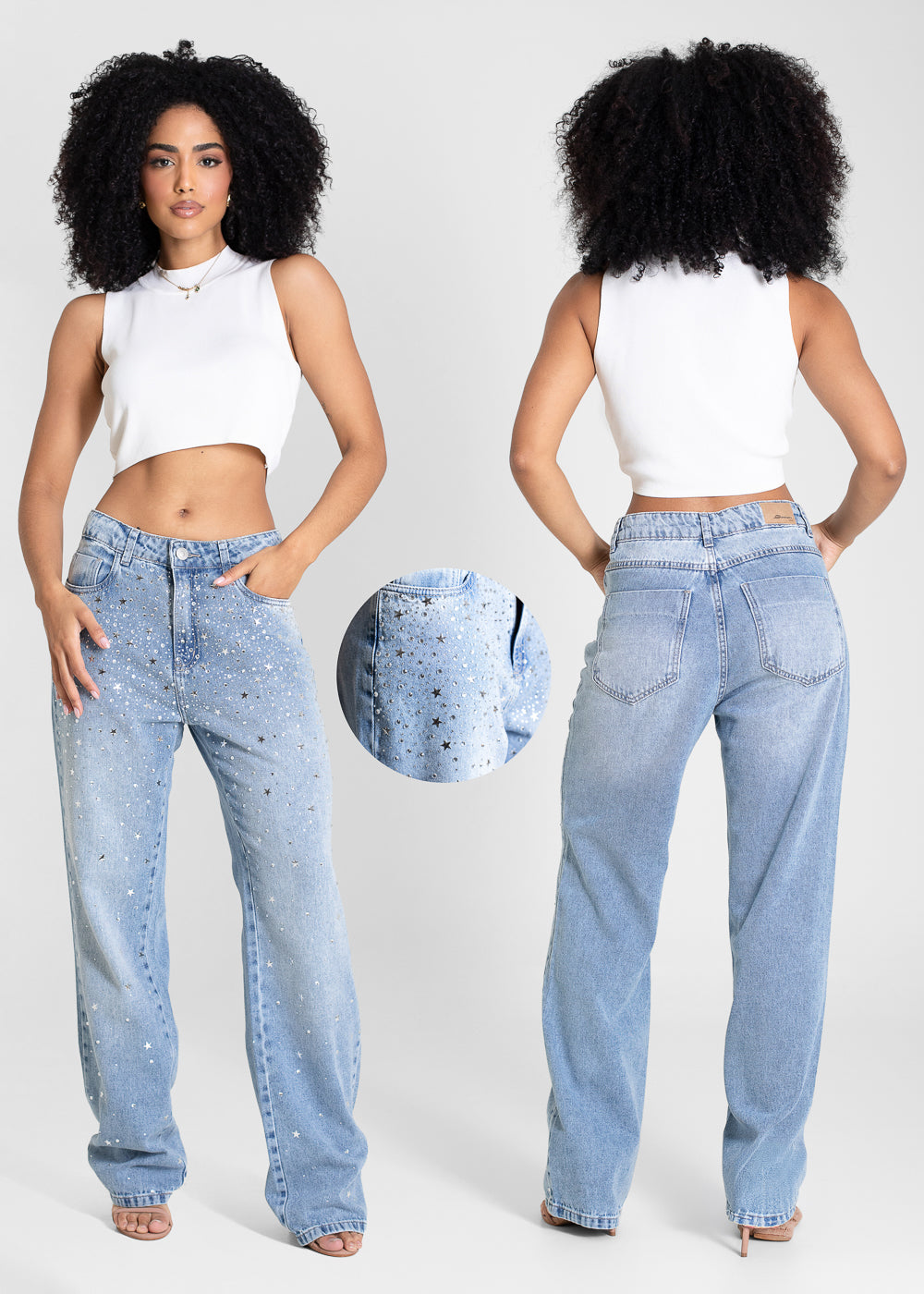 Calça Jeans Sawary Reta Brilho - 283097 AZUL