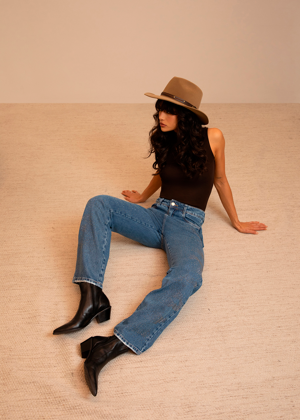 Calça Jeans Sawary Reta Brilho - 283098 AZUL
