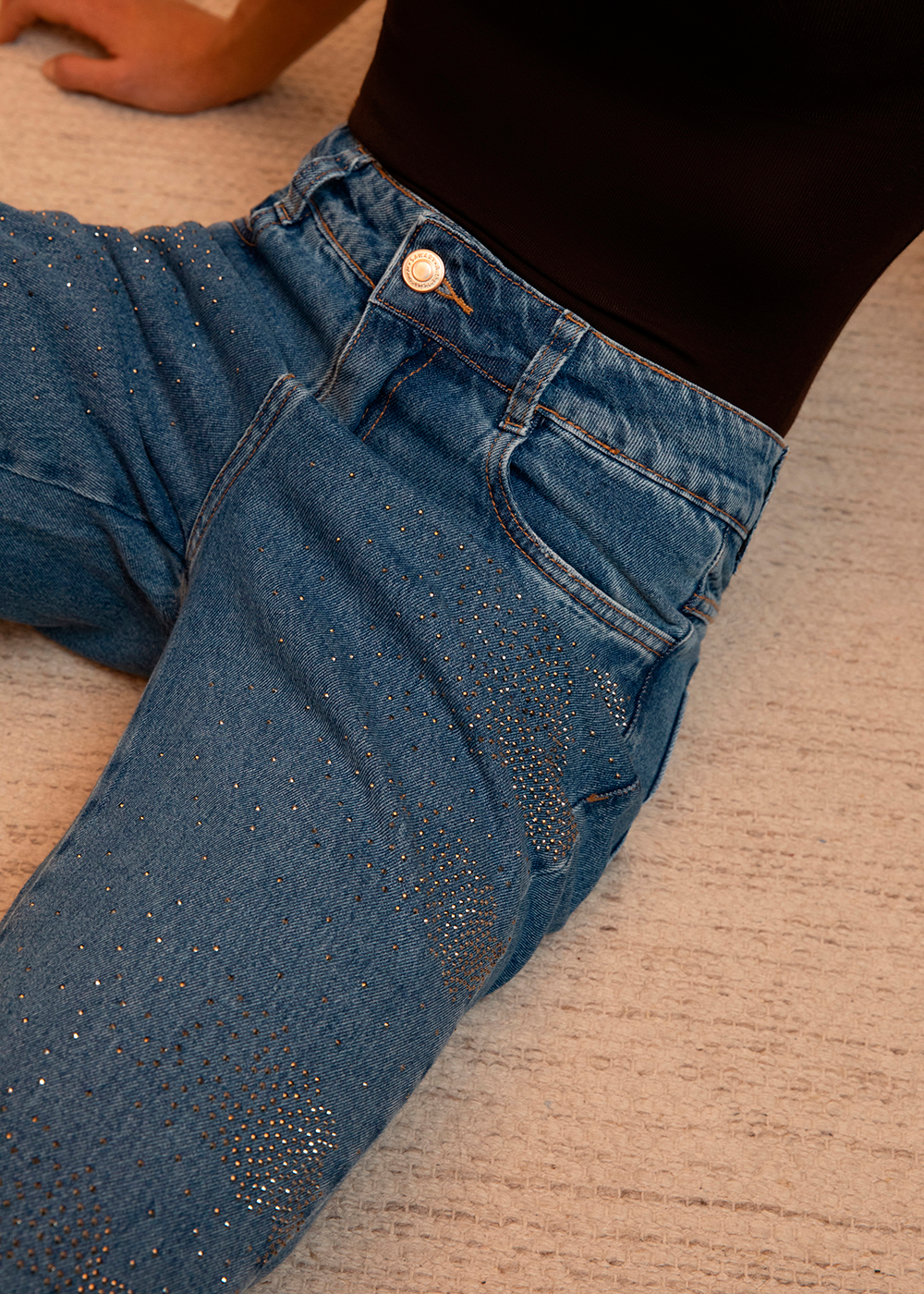 Calça Jeans Sawary Reta Brilho - 283098 AZUL