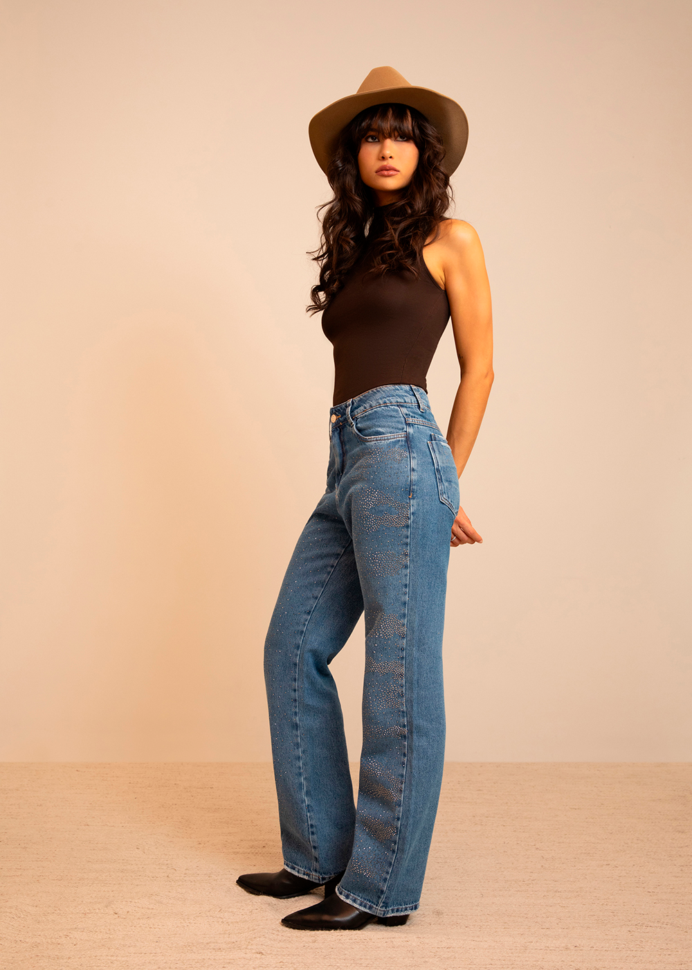 Calça Jeans Sawary Reta Brilho - 283098 AZUL