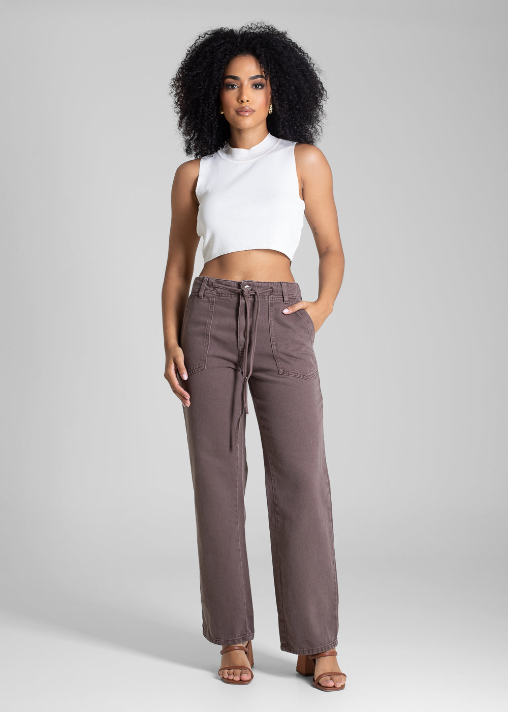 Calça Sarja Sawary Reta - 283110 MARROM