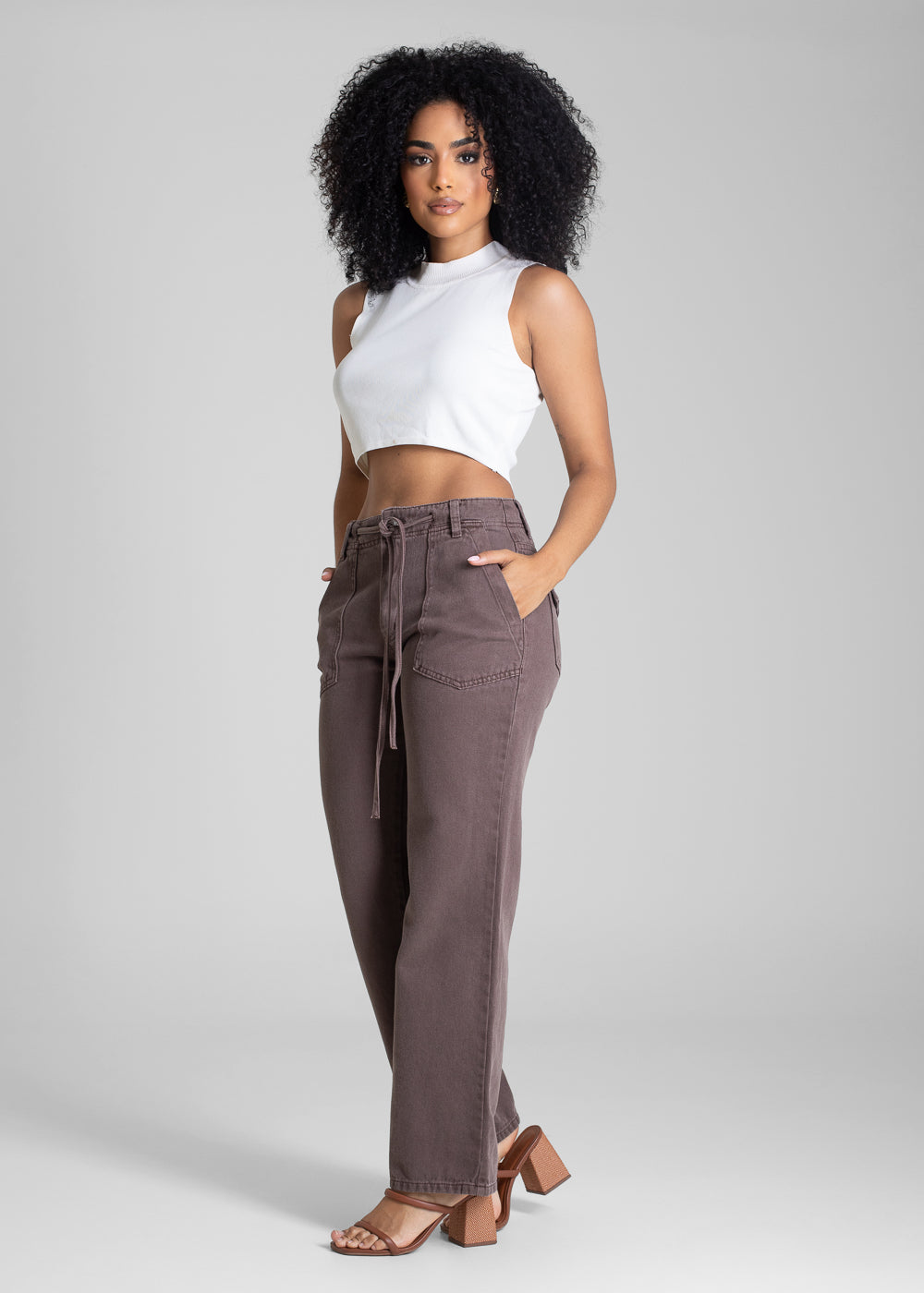 Calça Sarja Sawary Reta - 283110 MARROM