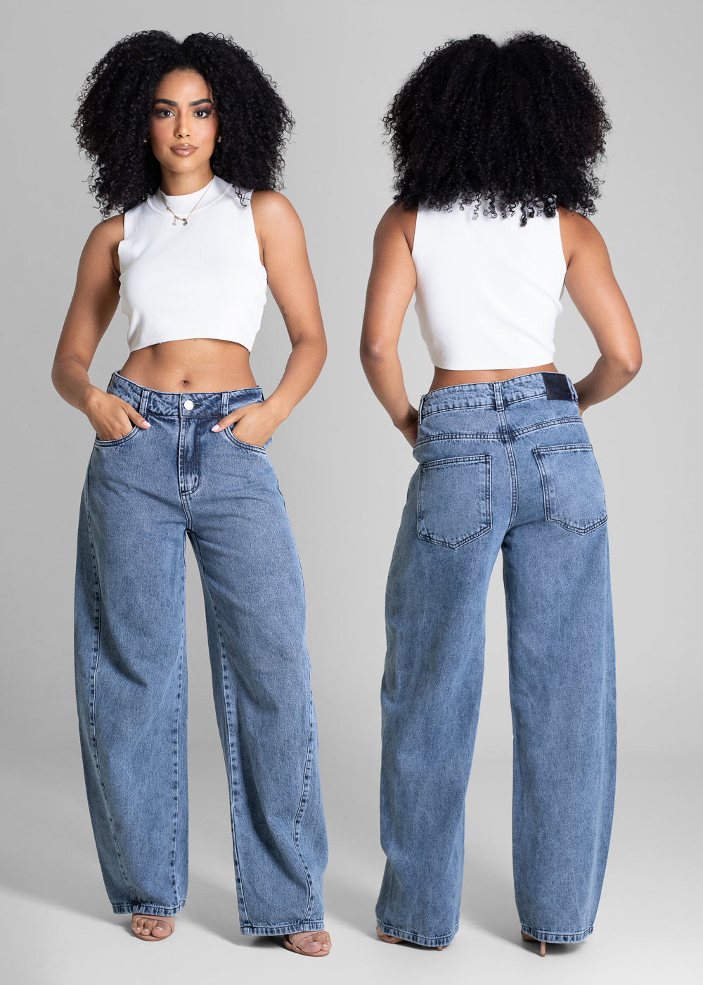 Calça Jeans Sawary Barrel - 283122 PRETO
