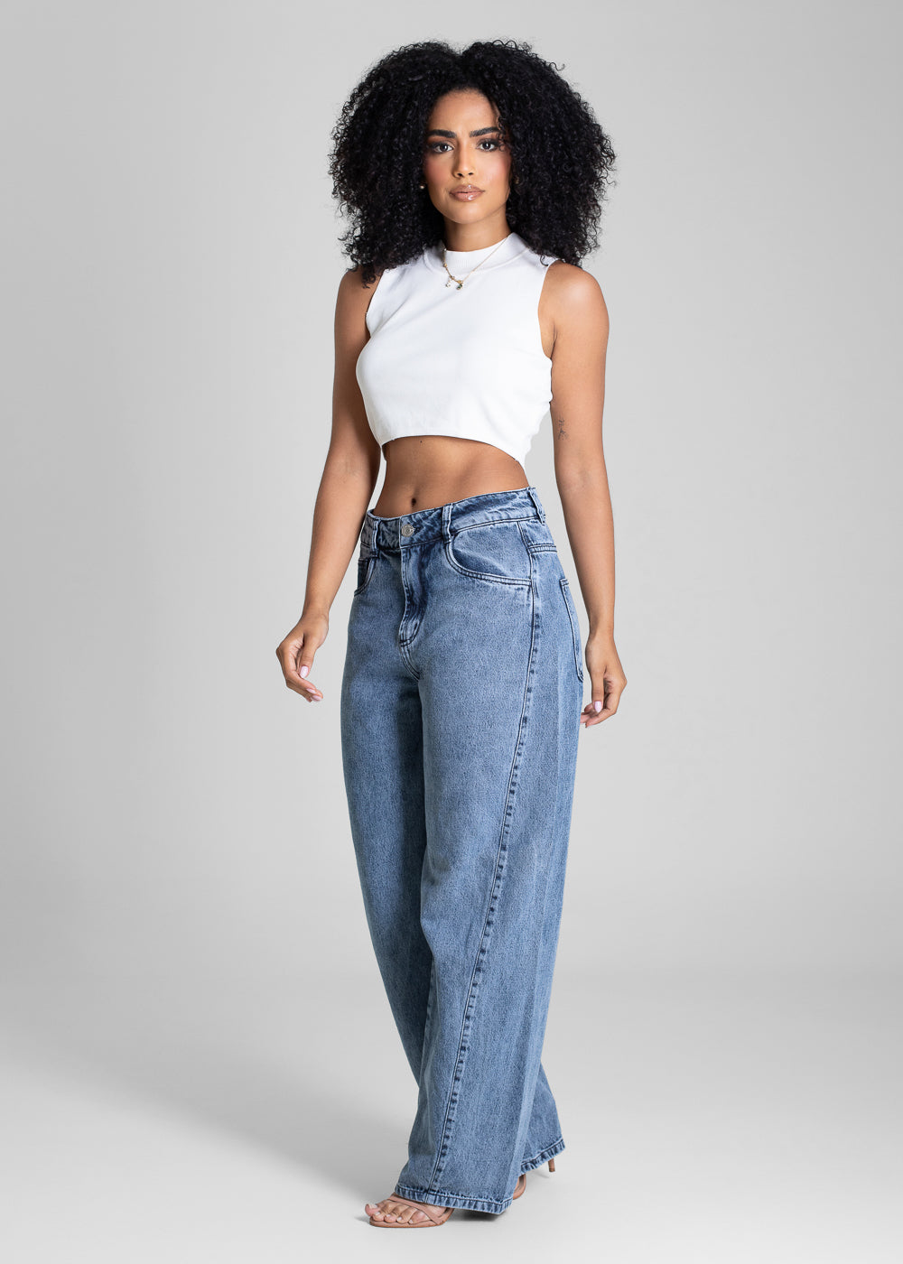 Calça Jeans Sawary Barrel - 283122 PRETO