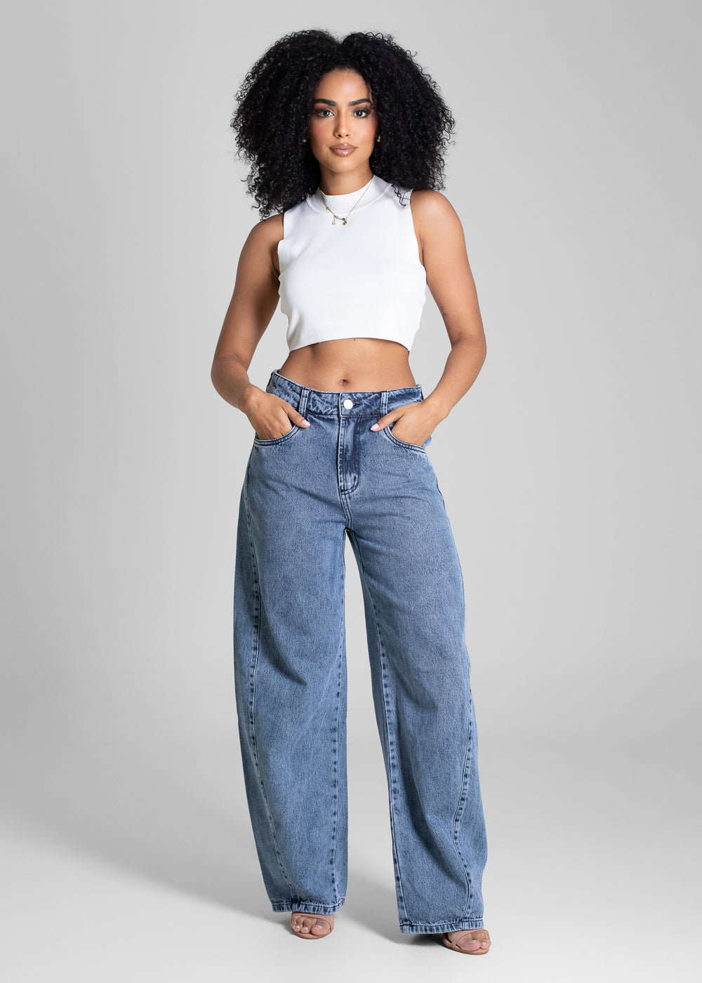 Calça Jeans Sawary Barrel - 283122 PRETO