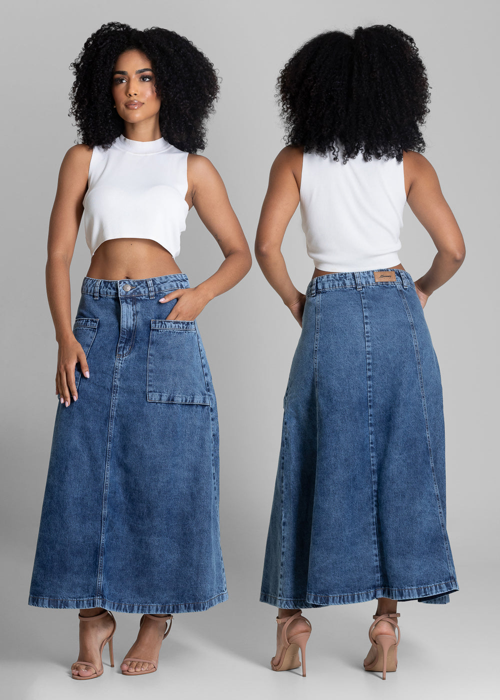 Saia Jeans Sawary Midi - 283140 AZUL
