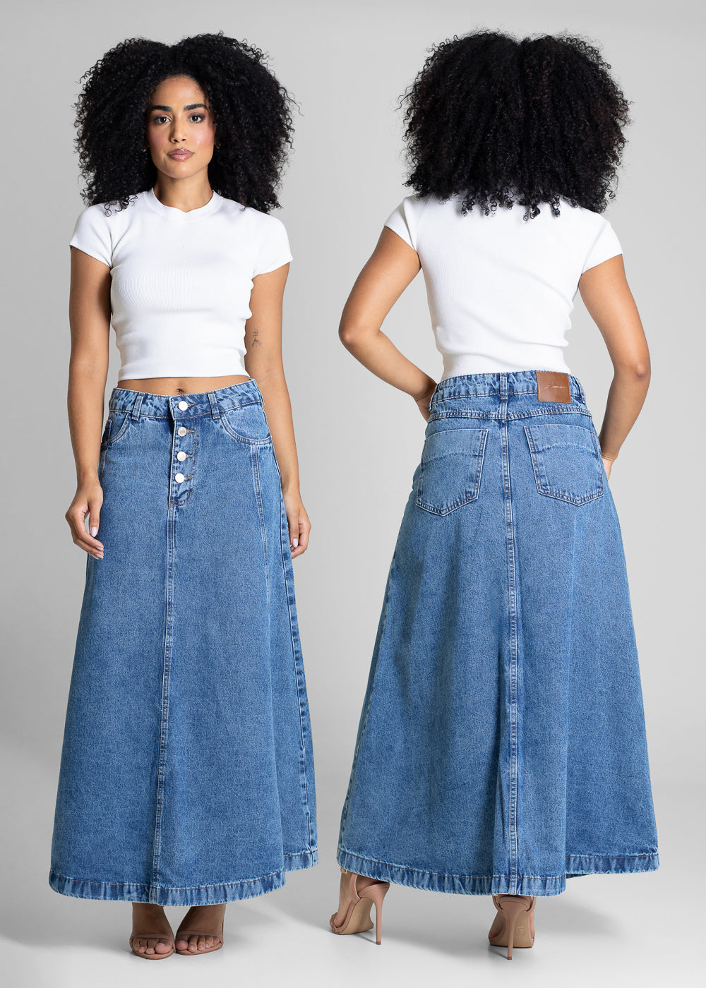 Saia Jeans Sawary Midi - 283152 AZUL