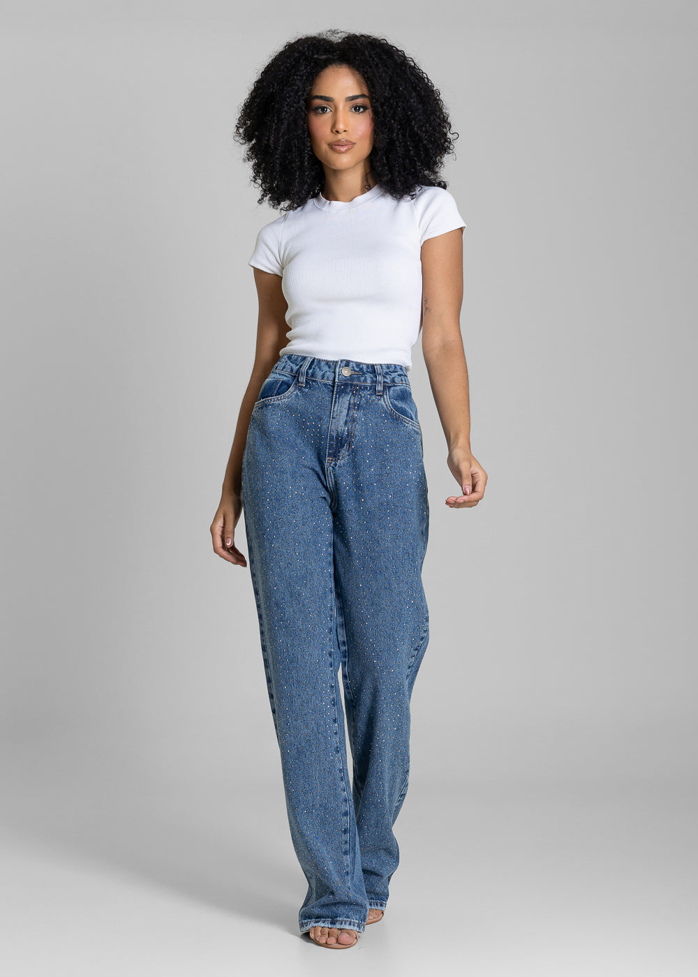 Calça Jeans Sawary Reta Brilho - 283153 AZUL