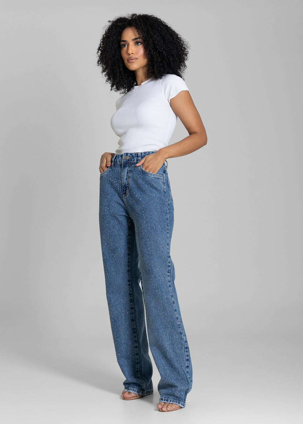 Calça Jeans Sawary Reta Brilho - 283153 AZUL
