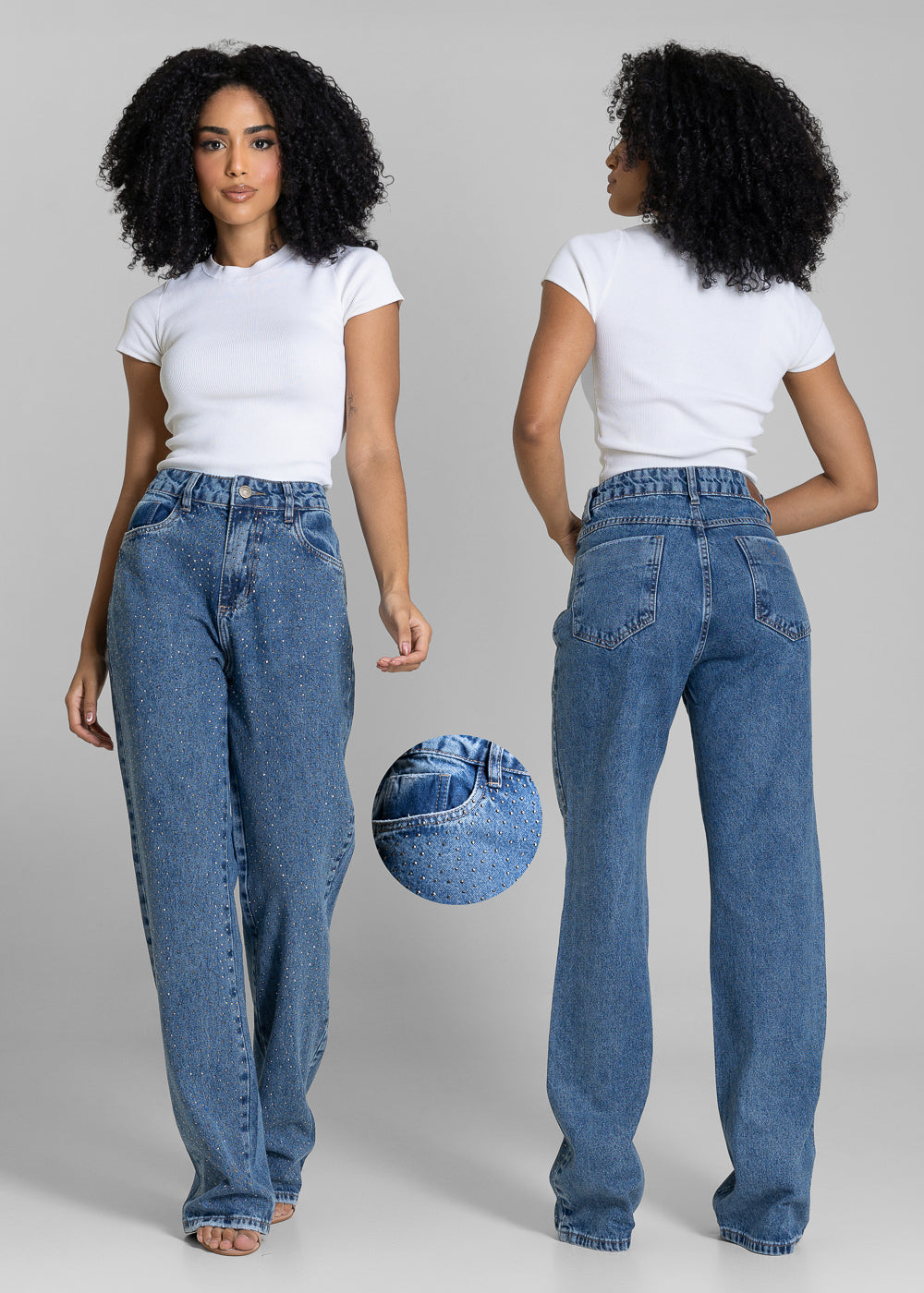 Calça Jeans Sawary Reta Brilho - 283153 AZUL