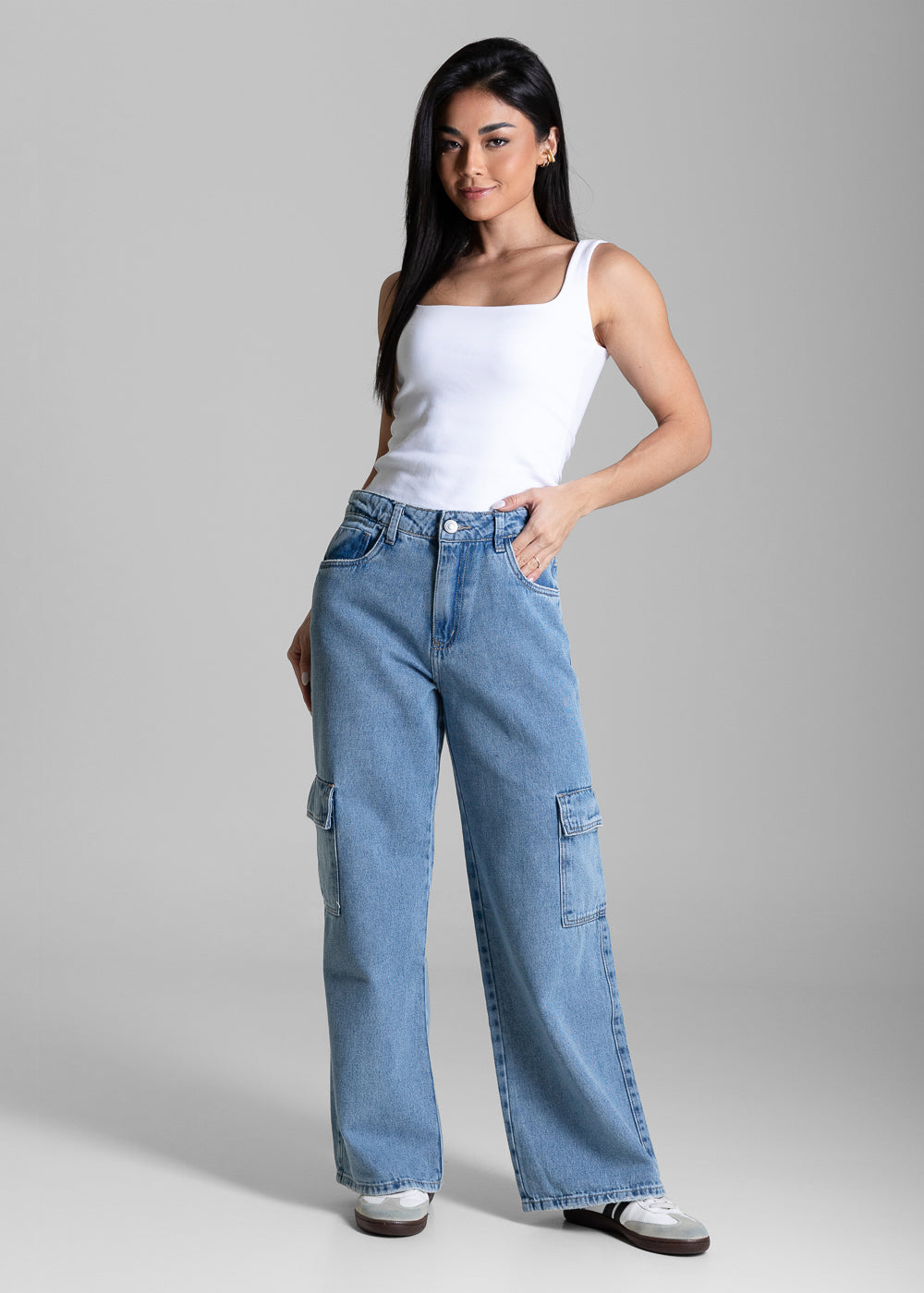 Calça Jeans Sawary Wide Leg Petit Cargo - 283175 AZUL