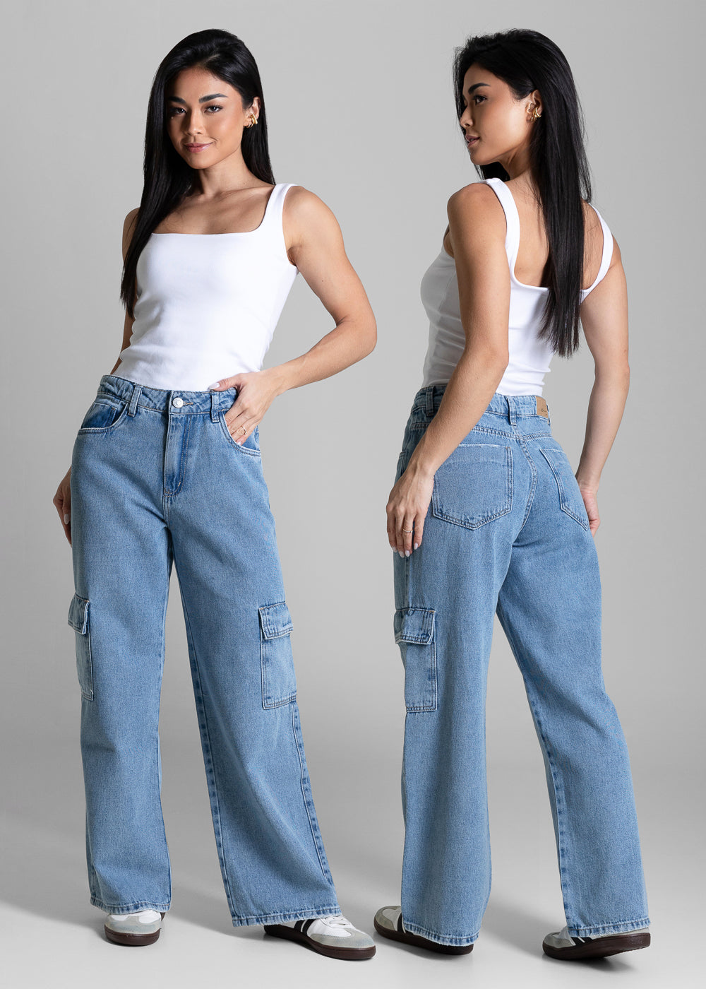 Calça Jeans Sawary Wide Leg Petit Cargo - 283175 AZUL