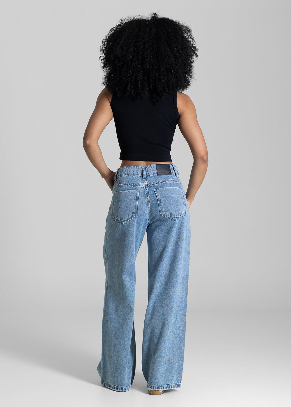 Calça Jeans Sawary Wide Leg Petit Brilho - 283183 AZUL