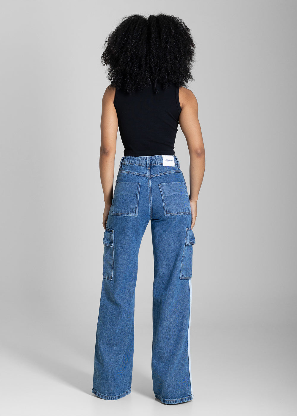 Calça Jeans Sawary Wide Leg Listras - 283185 AZUL