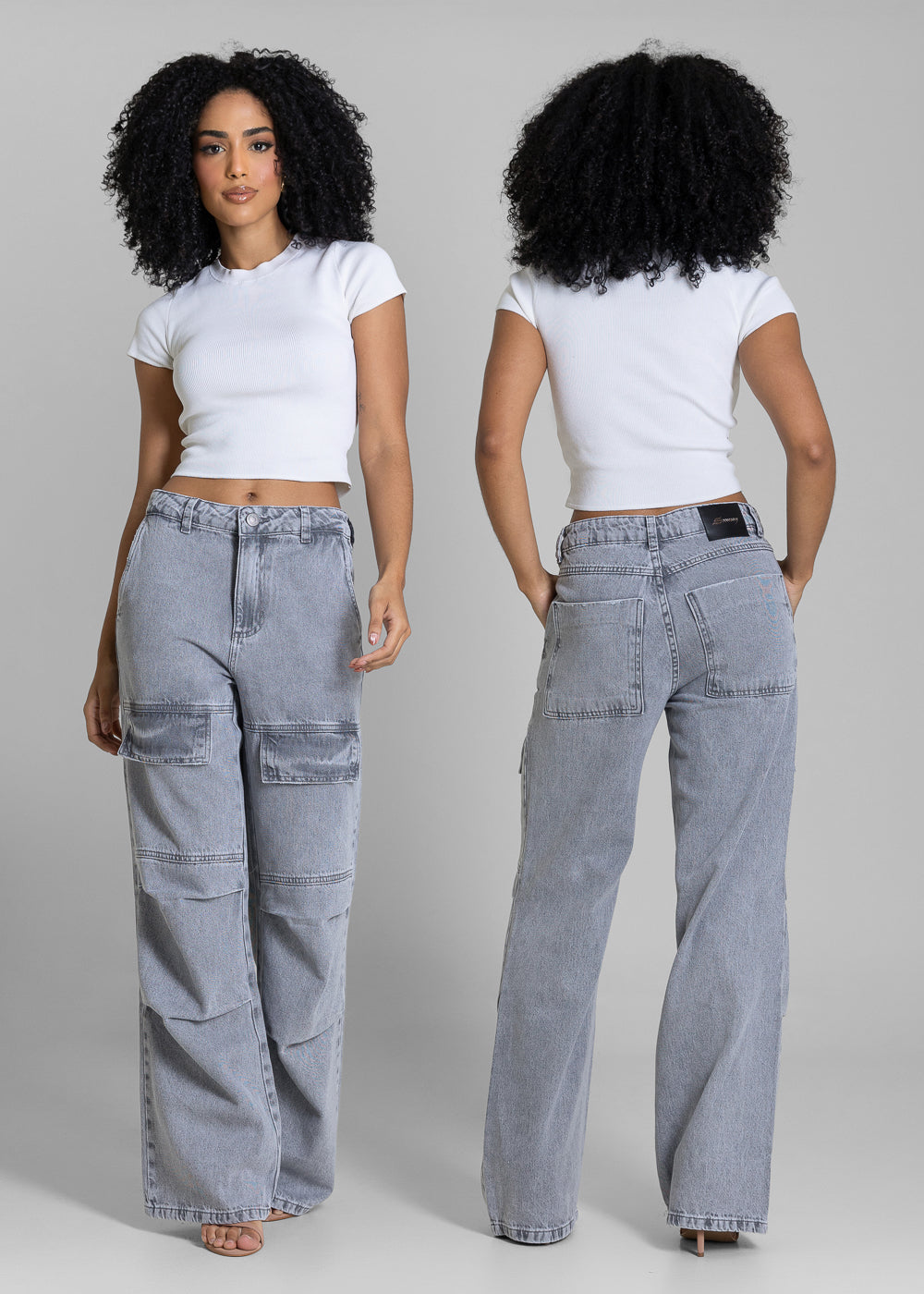 Calça Jeans Sawary Wide Leg - 283198 CINZA