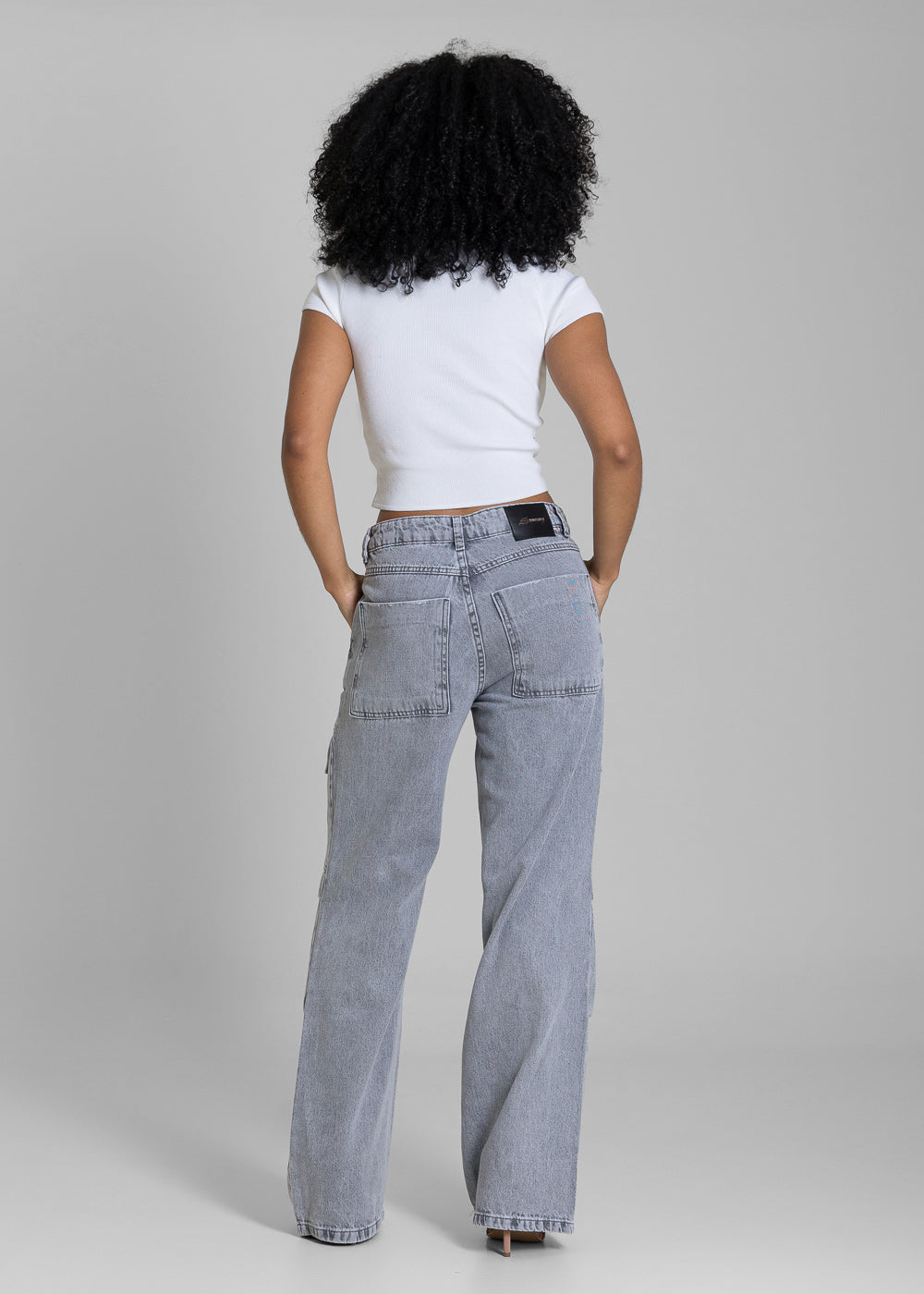 Calça Jeans Sawary Wide Leg - 283198 CINZA