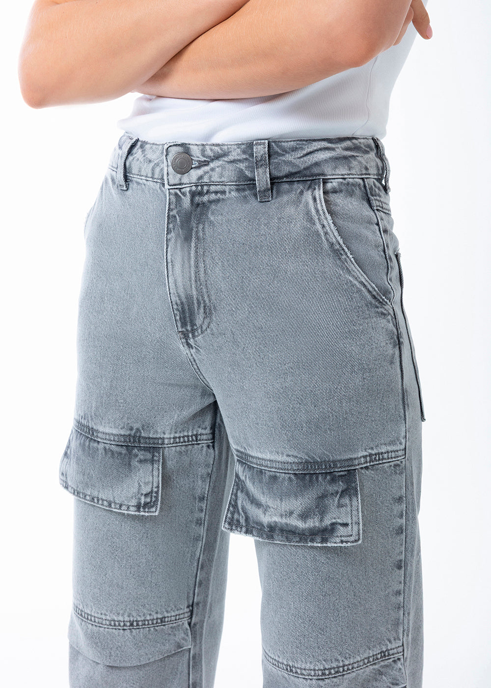 Calça Jeans Sawary Wide Leg - 283198 CINZA
