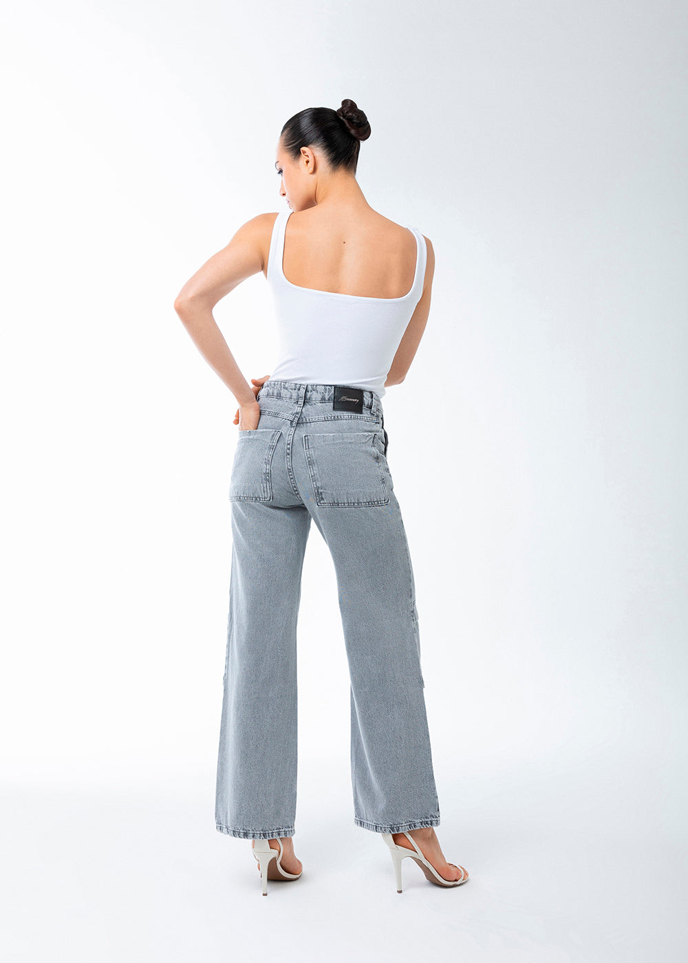 Calça Jeans Sawary Wide Leg - 283198 CINZA