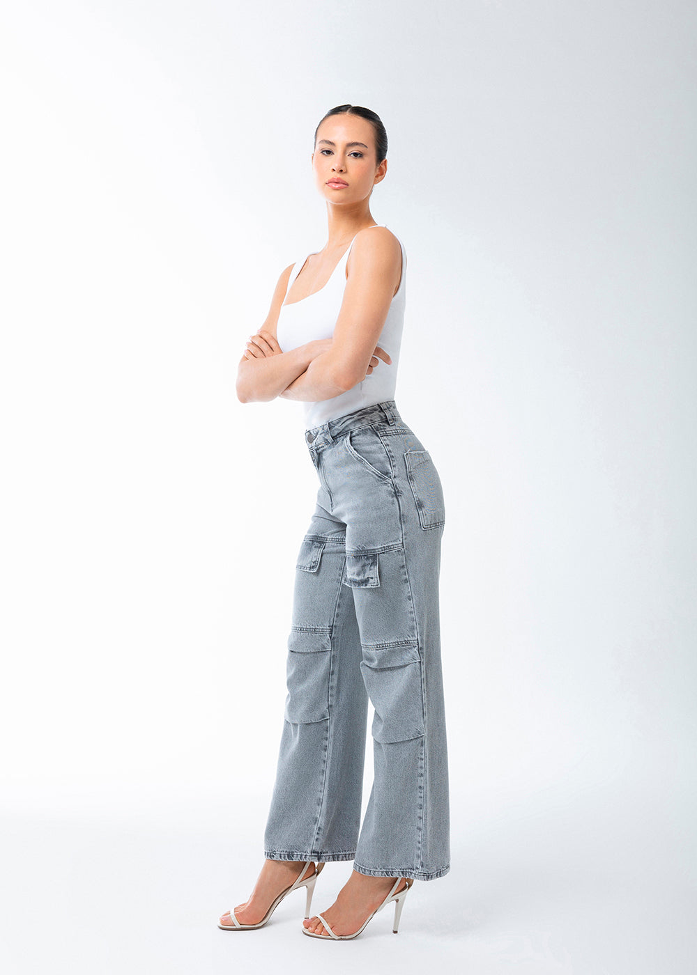 Calça Jeans Sawary Wide Leg - 283198 CINZA