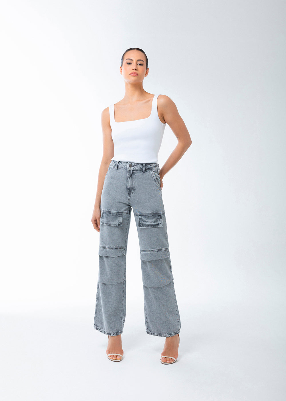 Calça Jeans Sawary Wide Leg - 283198 CINZA