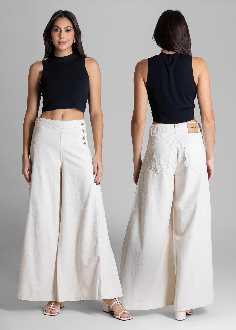 Calça Linho Sawary Super Wide Leg - 283207 OFF WHITE
