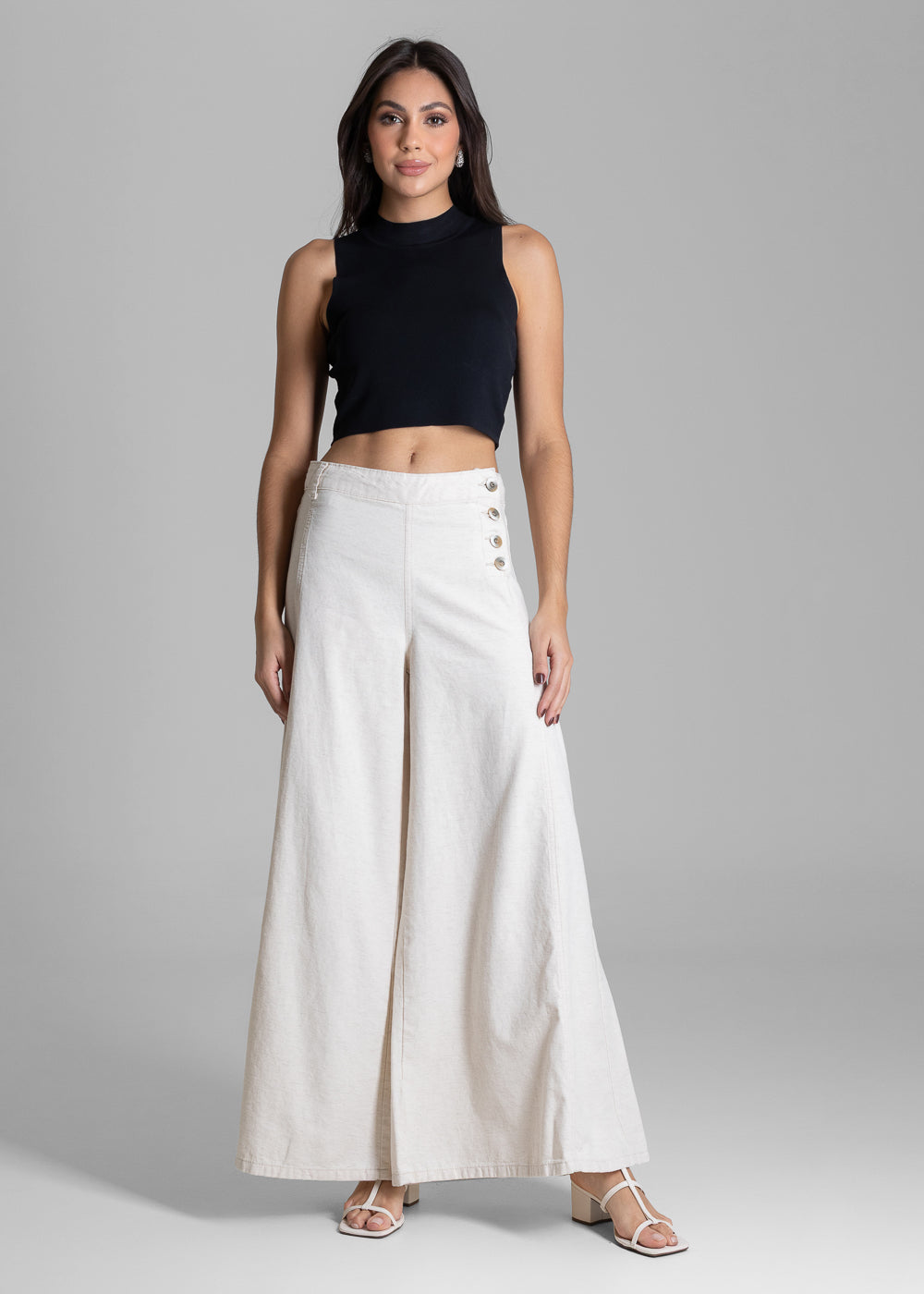 Calça Linho Sawary Super Wide Leg - 283207 OFF WHITE