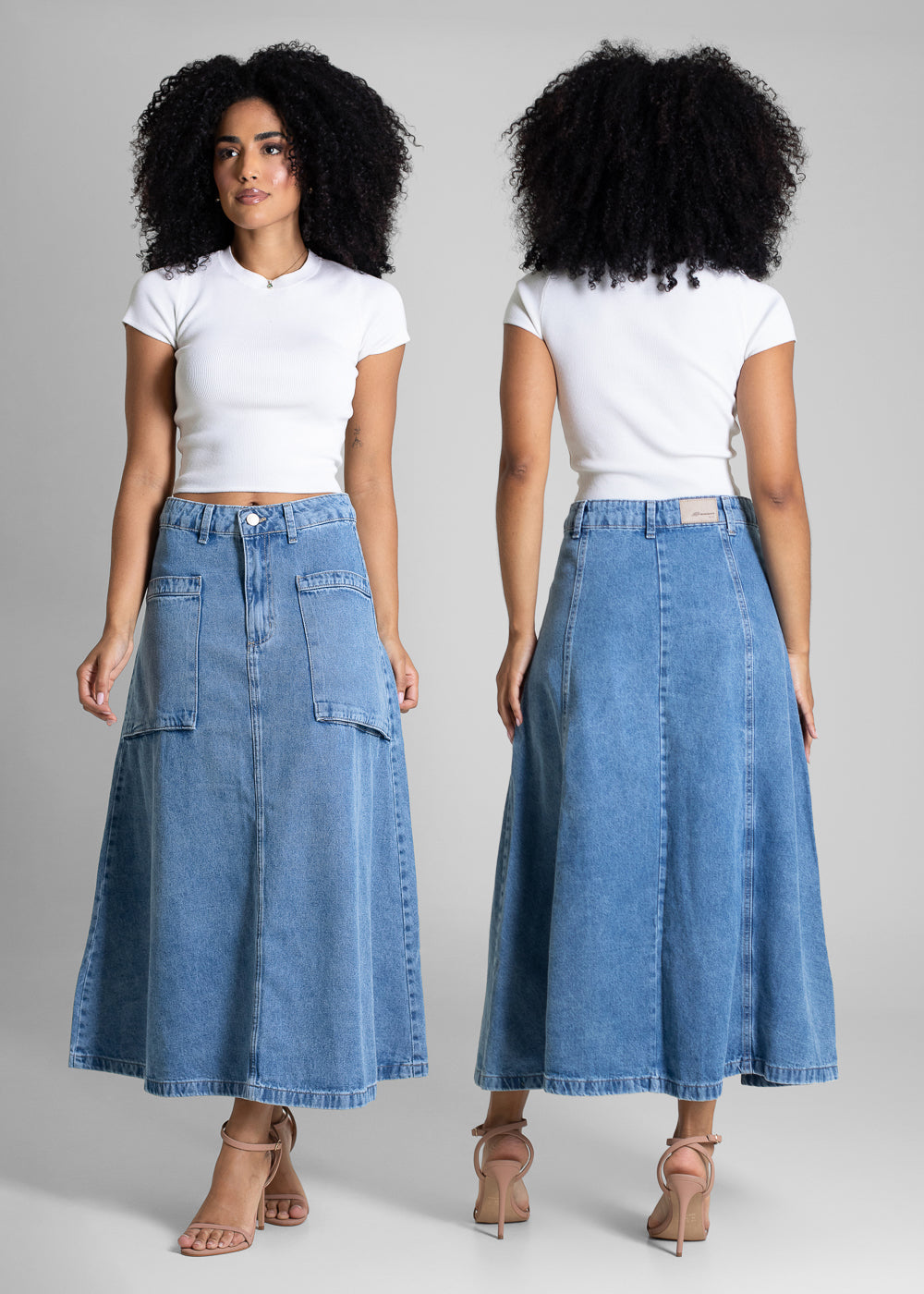 Saia Jeans Sawary Midi - 283216 AZUL