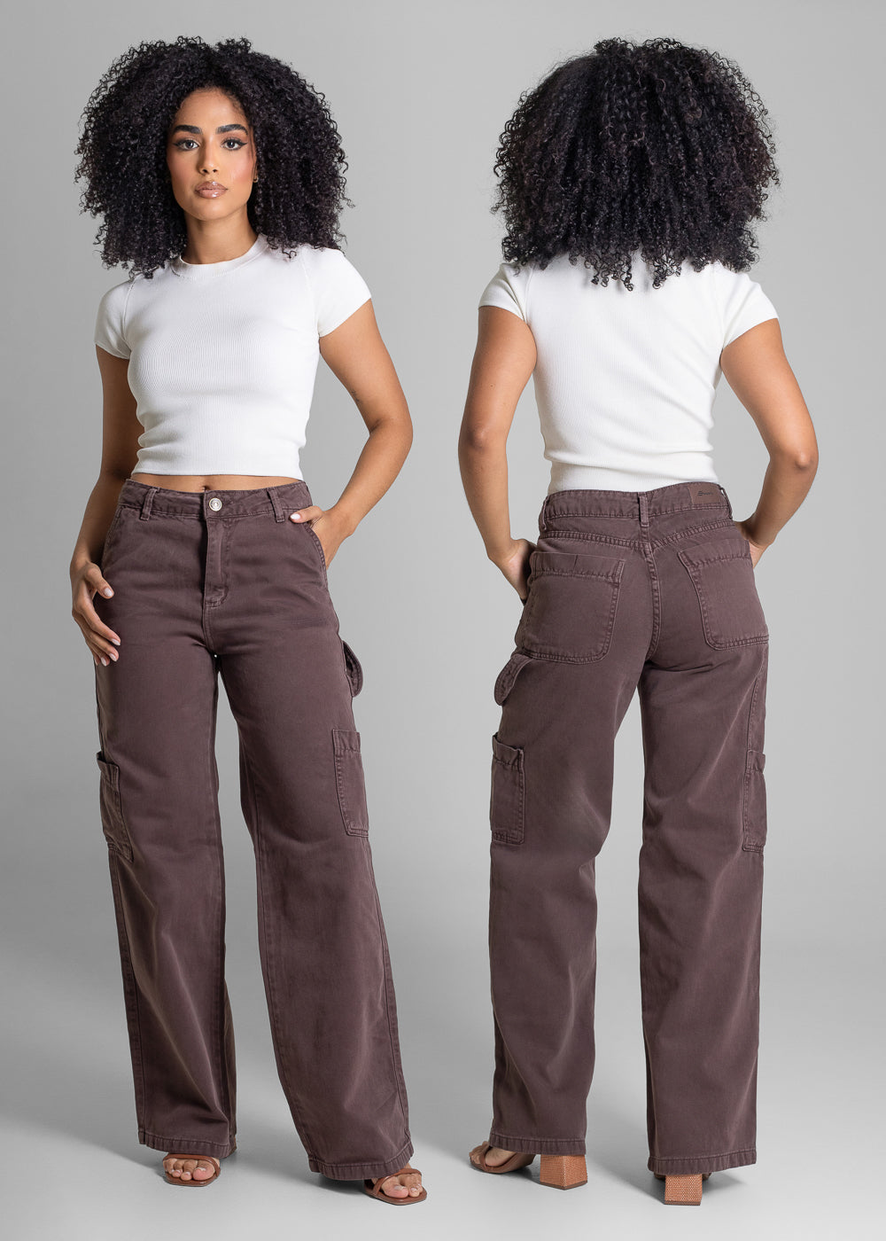 Calça Sarja Sawary Wide Leg - 283232 MARROM
